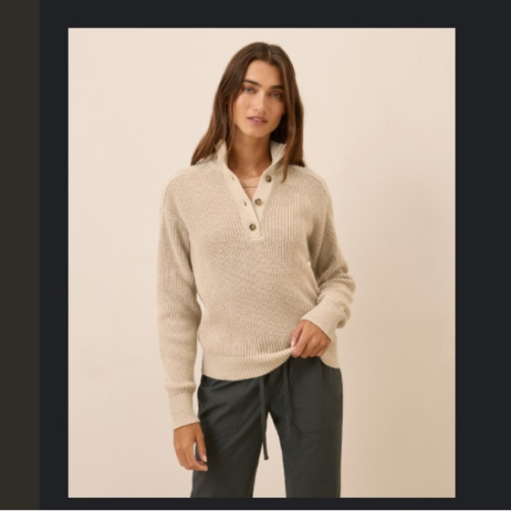 Pact Cotton Henley Sweater NWOT